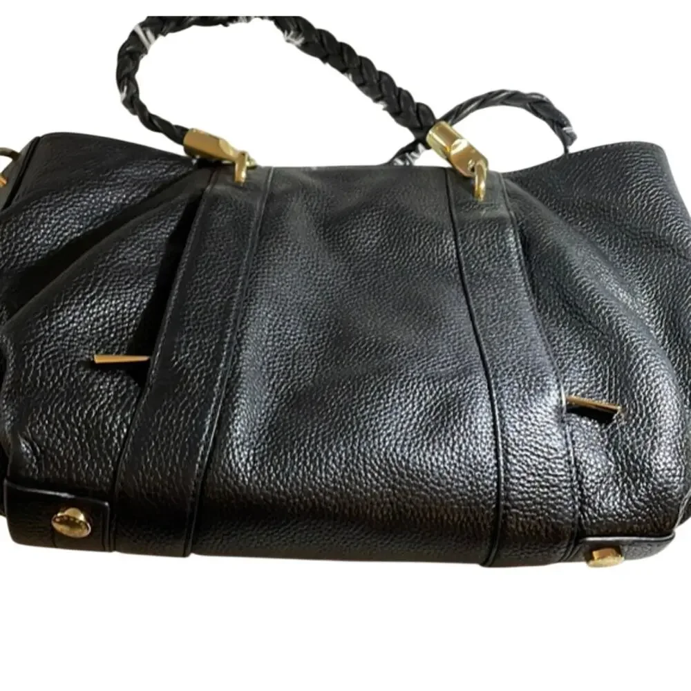 Michael Kors Black Leather Shoulder Bag Satchel Handbag - Picture 5 of 10